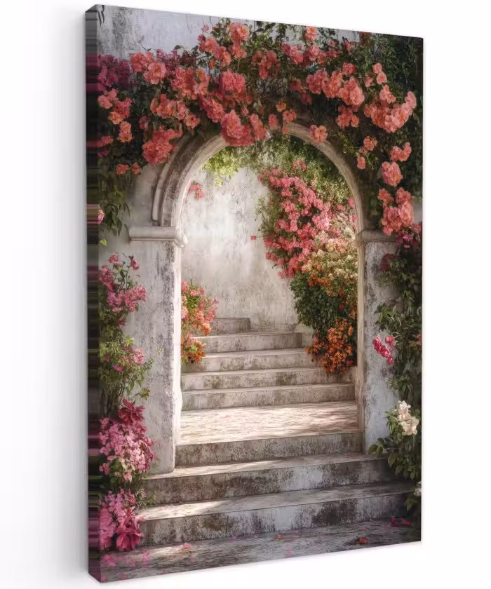 Outdoor Leinwand - Durchsichtig - Rosen - Vintage - Tor