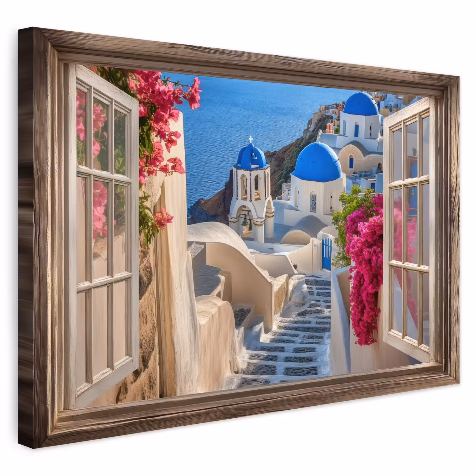 Outdoor Leinwand - Durchsichtig - Santorini - Landschaft - Blau - Griechisch