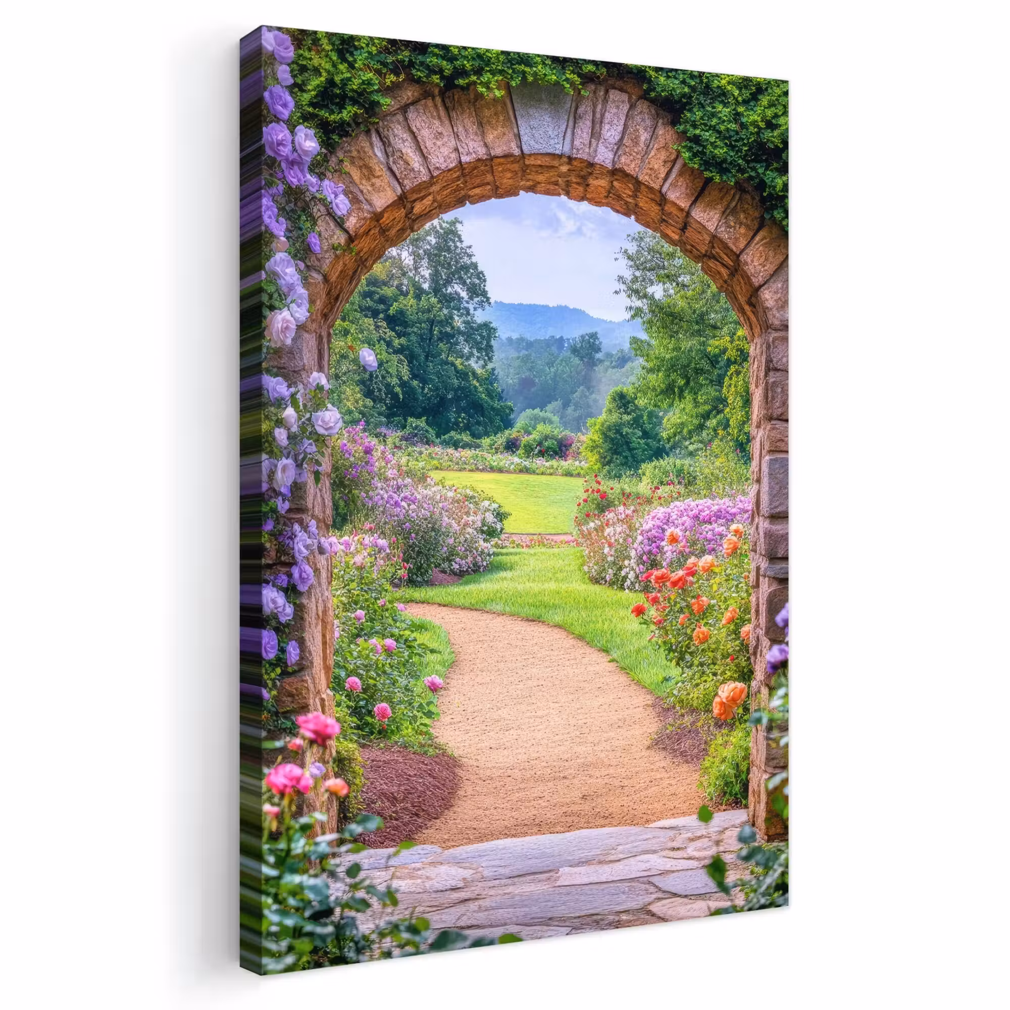 Outdoor Leinwand - Durchsichtiges - Tor - Blumen - Garten