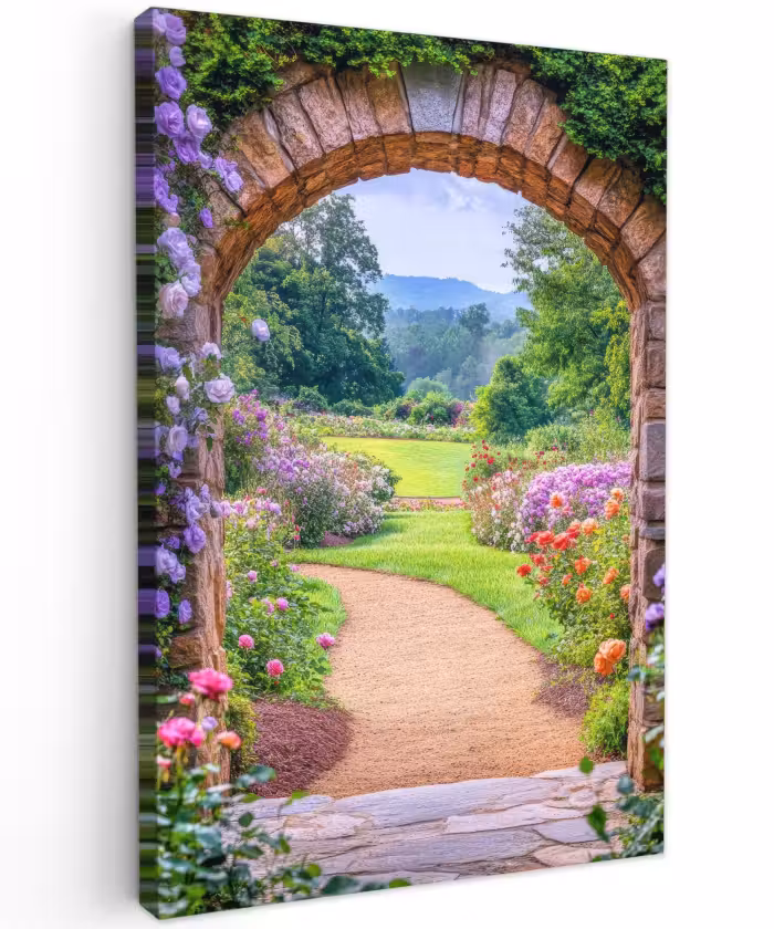 Outdoor Leinwand - Durchsichtiges - Tor - Blumen - Garten