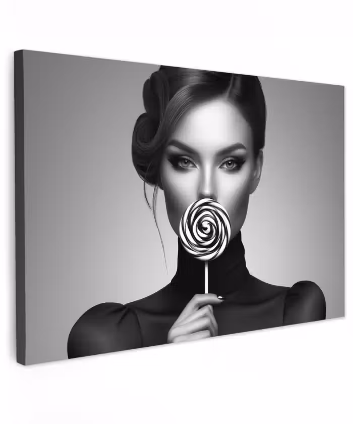 Outdoor Leinwand - Frau - Lolly - Schwarz