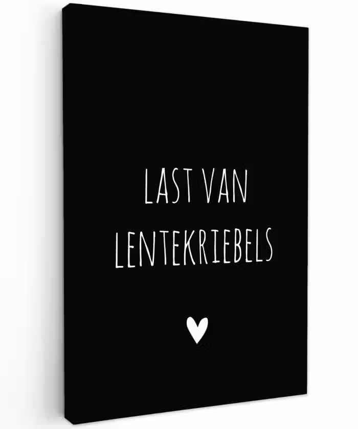 Last van lentekriebels - Quotes - Spreuken Tuinposter op houten frame 2 cm dik klein -3d