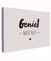 Geniet, meer niet - Quotes - Tekst - Genieten Tuinposter op houten frame 2 cm dik klein -3d