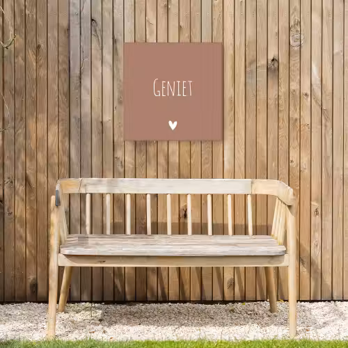 Geniet - Spreuken -Quotes Tuinposter op houten frame 2 cm dik klein -sfeer4
