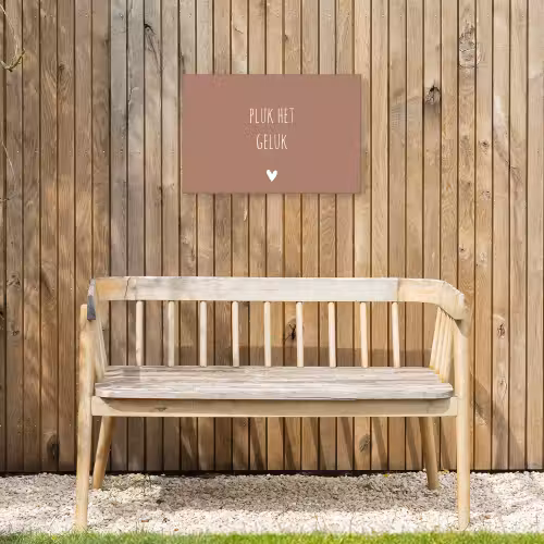Pluk het geluk - Spreuken - Quotes Tuinposter op houten frame 2 cm dik klein -sfeer4