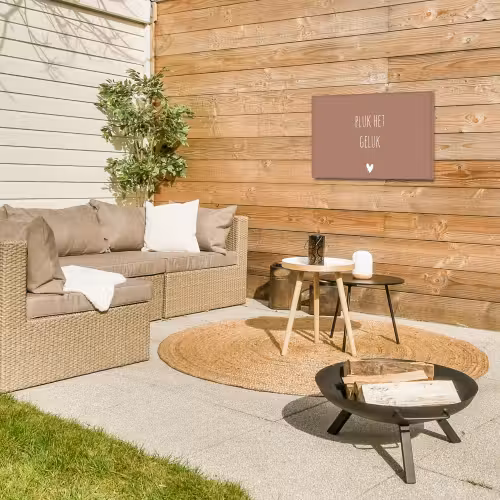 Pluk het geluk - Spreuken - Quotes Tuinposter op houten frame 2 cm dik klein -sfeer2