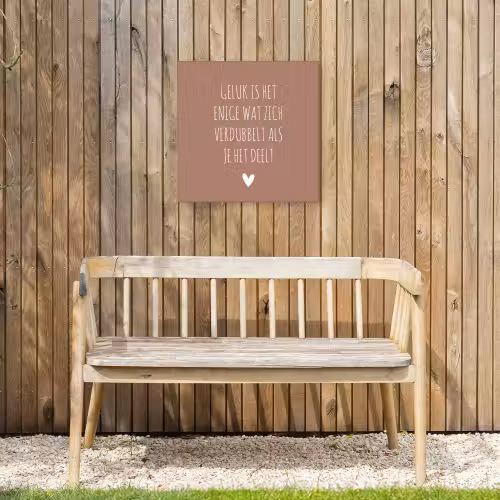 Geluk is het enige wat zich verdubbelt - Quotes - Spreuken Tuinposter op houten frame 2 cm dik klein -sfeer4