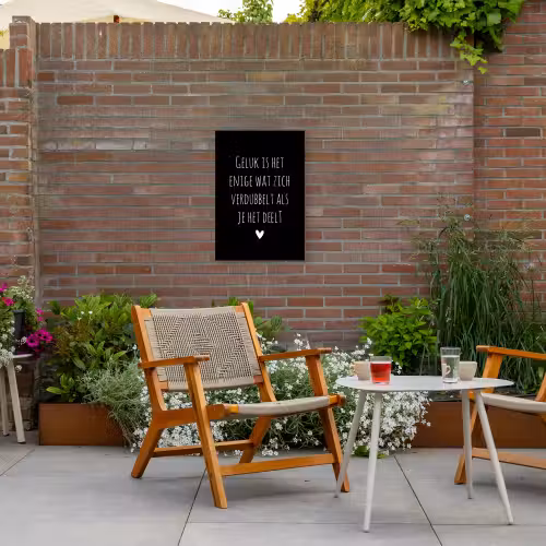 Geluk is het enige wat zich verdubbelt - Spreuken - Quotes Tuinposter op houten frame 2 cm dik klein -sfeer3