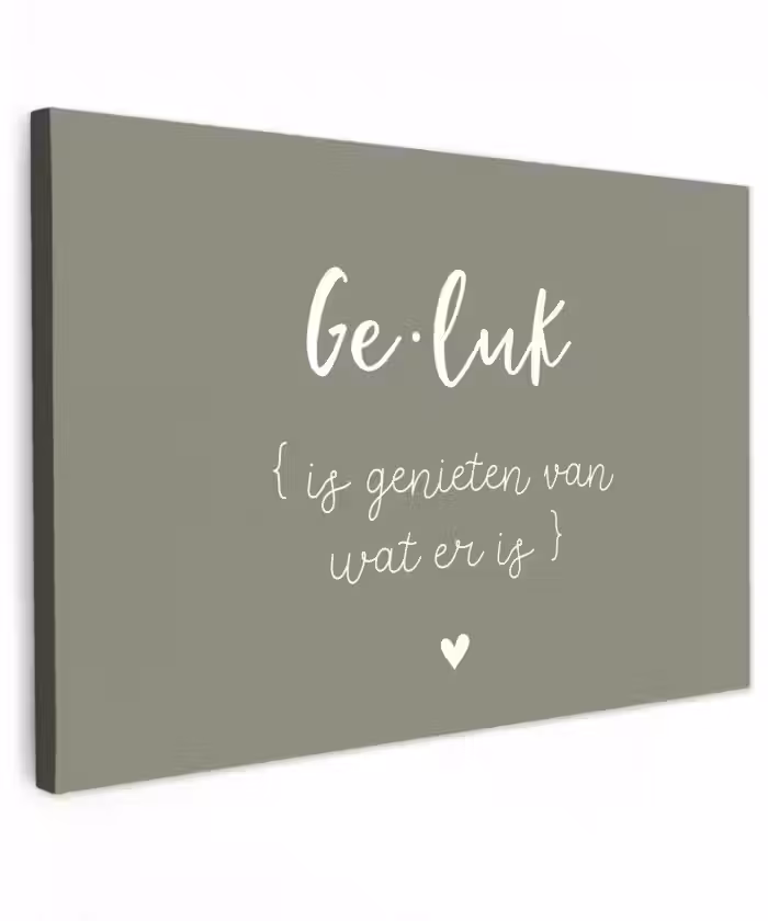 Geluk is genieten van wat er is - Quotes - Geluk definitie - Tekst - Woordenboek Tuinposter op houten frame 2 cm dik klein -3d