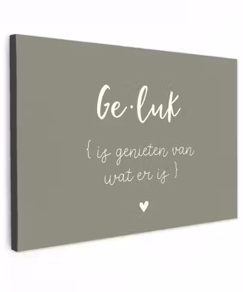 Geluk is genieten van wat er is - Quotes - Geluk definitie - Tekst - Woordenboek Tuinposter op houten frame 2 cm dik klein -3d