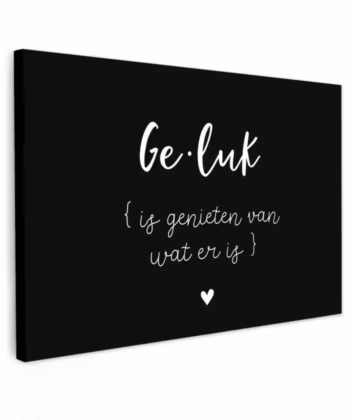 Geluk definitie - Quotes - Geluk is genieten van wat er is - Woordenboek - Tekst Tuinposter op houten frame 2 cm dik klein -3d