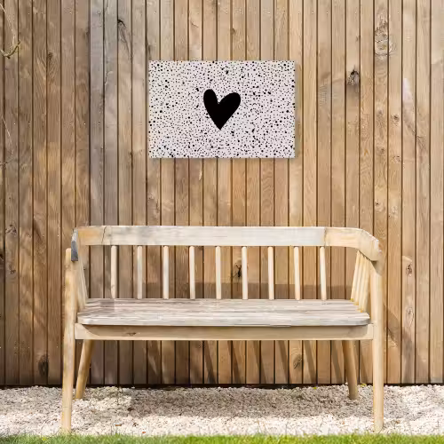 Hartje - Stippen - Beige Tuinposter op houten frame 2 cm dik klein -sfeer4