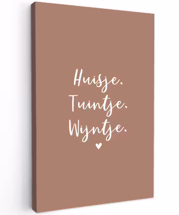 huisjetuintjewijntje-roze Tuinposter op houten frame 2 cm dik klein -3d
