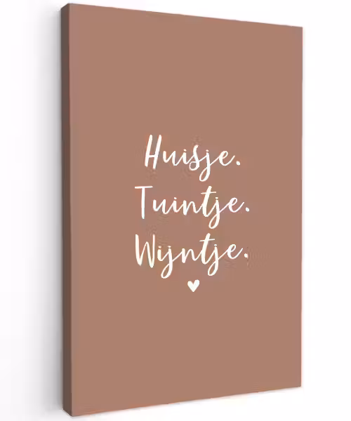 huisjetuintjewijntje-roze Tuinposter op houten frame 2 cm dik klein -3d