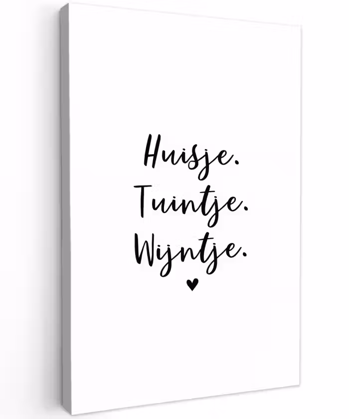 huisjetuintjewijntje-wit Tuinposter op houten frame 2 cm dik klein -3d