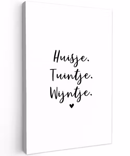 huisjetuintjewijntje-wit Tuinposter op houten frame 2 cm dik klein -3d