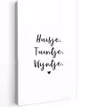 huisjetuintjewijntje-wit Tuinposter op houten frame 2 cm dik klein -3d