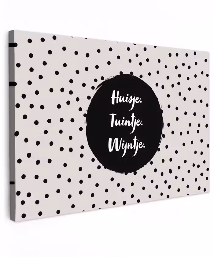 Huisje. Tuintje. Wijntje - Quotes - Tekst - Wijn - Tuin Tuinposter op houten frame 2 cm dik klein -3d