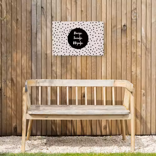 Huisje. Tuintje. Wijntje - Quotes - Tekst - Wijn - Tuin Tuinposter op houten frame 2 cm dik klein -sfeer4
