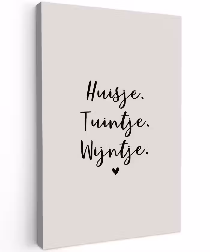 huisjetuintjewijntje-beige Tuinposter op houten frame 2 cm dik klein -3d