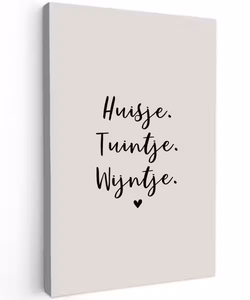 huisjetuintjewijntje-beige Tuinposter op houten frame 2 cm dik klein -3d
