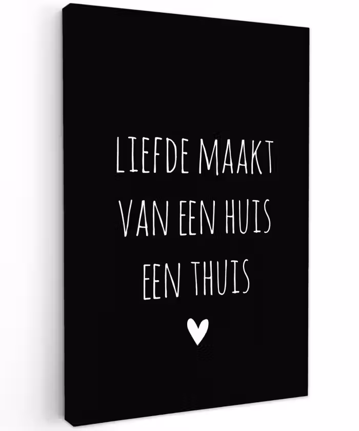 Liefde maakt van een huis een thuis - Quotes - Spreuken Tuinposter op houten frame 2 cm dik klein -3d