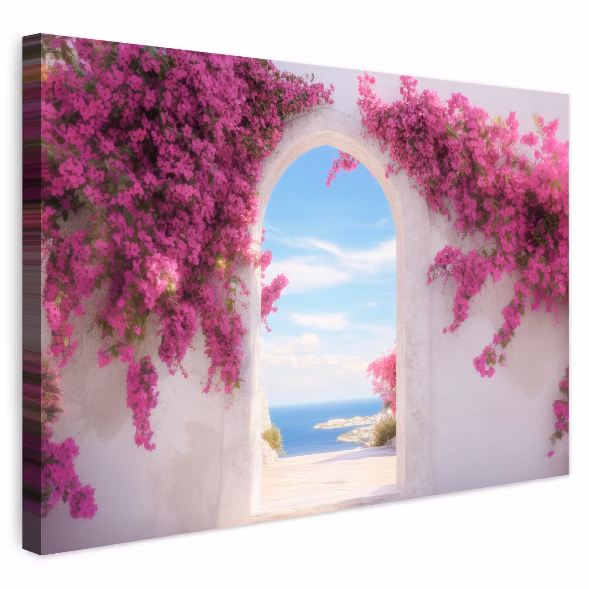 Outdoor Leinwand - Meer - Rosa - Blumen - Tor