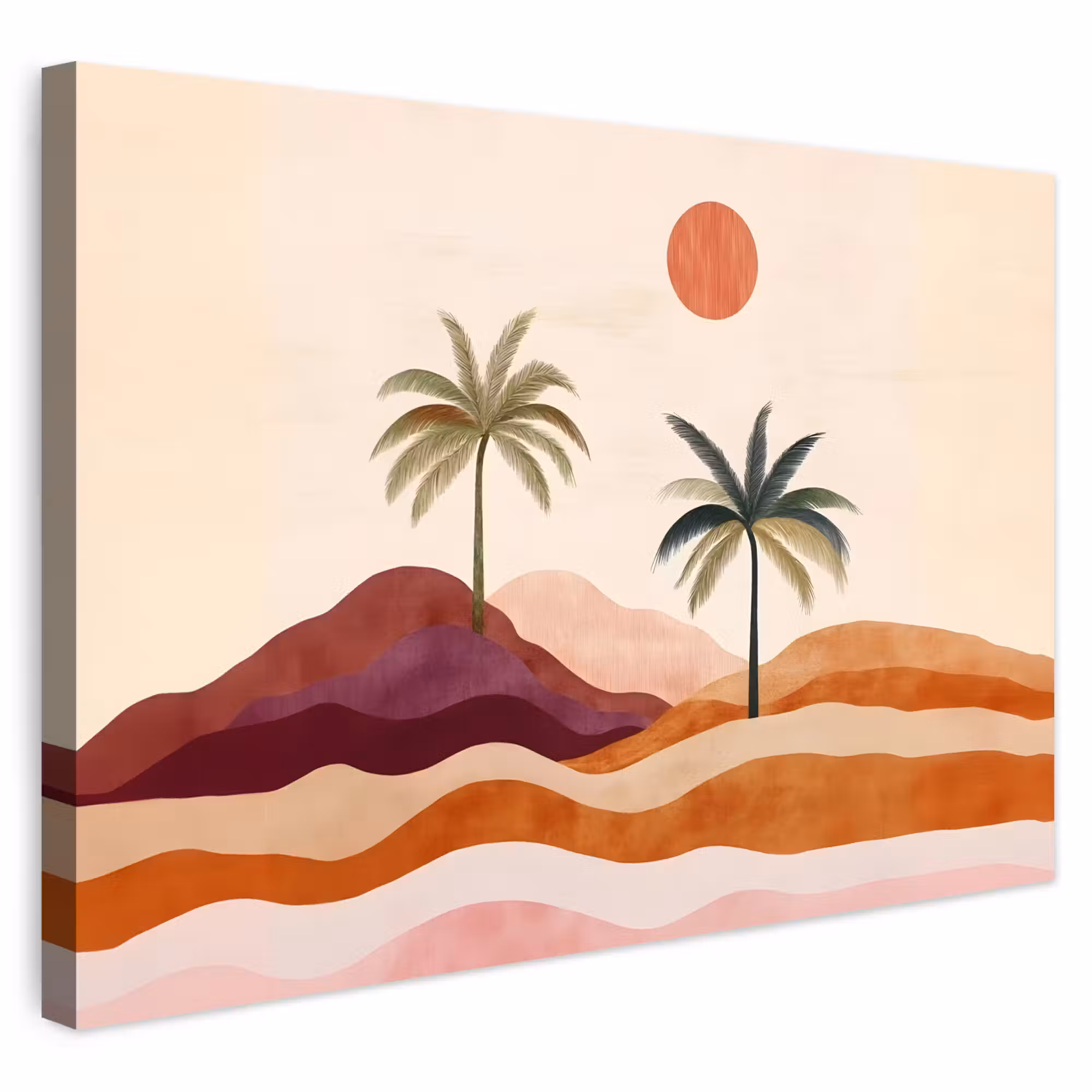 Outdoor Leinwand - Palmen - Abstrakt - Sonne - Hügel