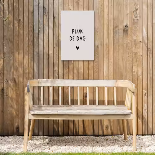 plukdedag-beige Tuinposter op houten frame 2 cm dik klein -sfeer4