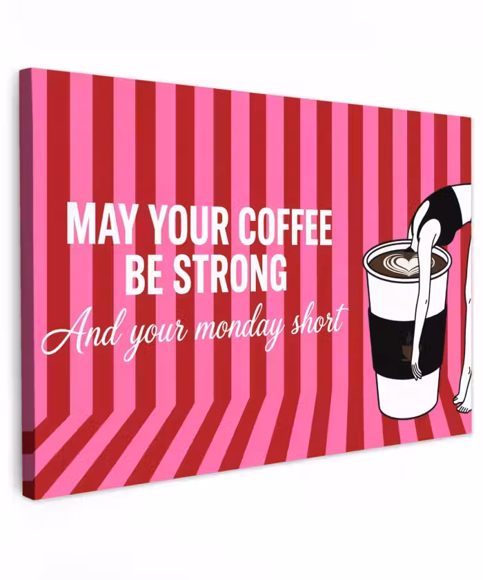 Outdoor Leinwand - Rosa - Streifen - Kaffee - Montag