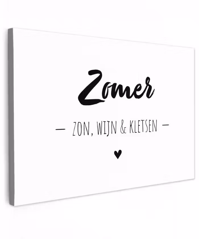 Zomer, zon, wijn & kletsen - Quotes - Tekst - Wijn - Zomer Tuinposter op houten frame 2 cm dik klein -3d