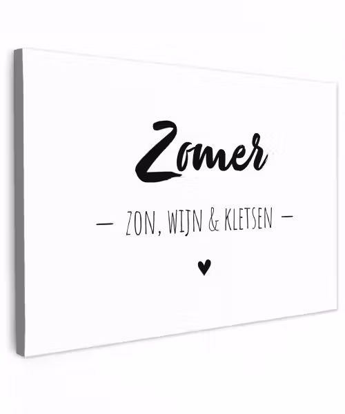 Zomer, zon, wijn & kletsen - Quotes - Tekst - Wijn - Zomer Tuinposter op houten frame 2 cm dik klein -3d