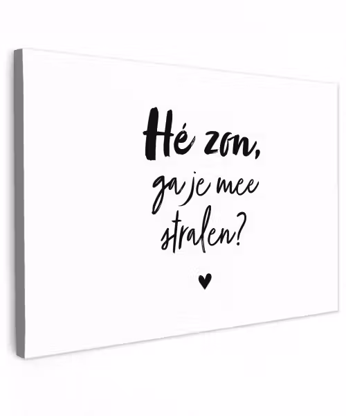 Zon - Tekst - Hé zon, ga je mee stralen? - Quotes Tuinposter op houten frame 2 cm dik klein -3d
