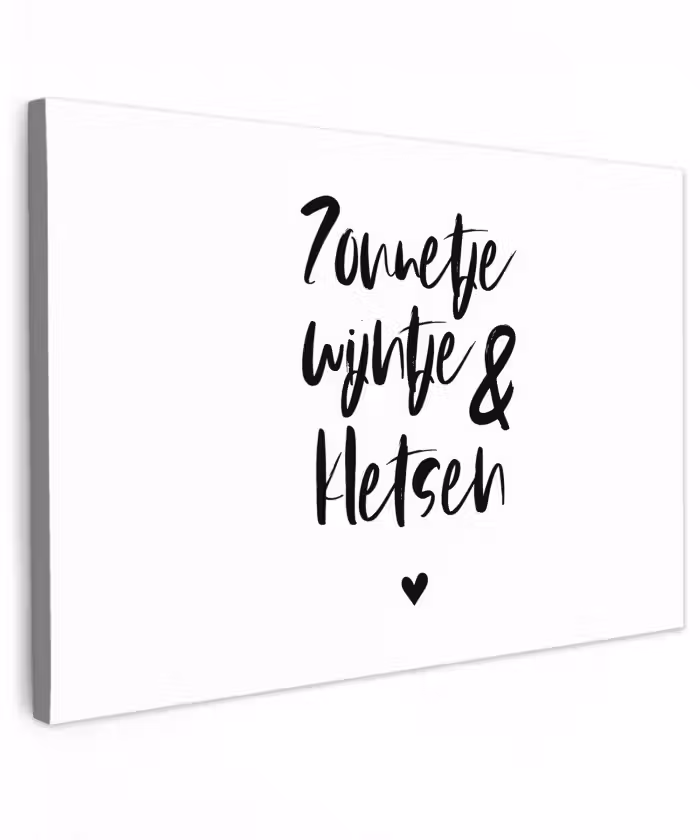 Zonnetje, wijntje & kletsen - Quotes - Tekst - Zomer - Wijn Tuinposter op houten frame 2 cm dik klein -3d