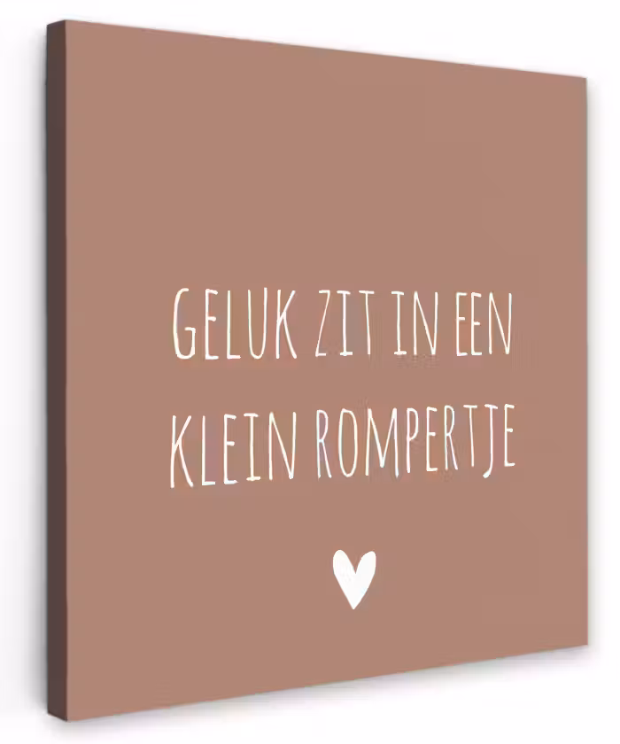 Spreuken - Geluk zit in een klein rompertje - Quotes Tuinposter op houten frame 2 cm dik klein -3d