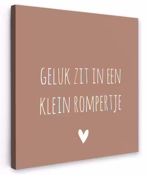 Spreuken - Geluk zit in een klein rompertje - Quotes Tuinposter op houten frame 2 cm dik klein -3d