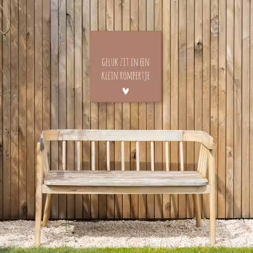 Spreuken - Geluk zit in een klein rompertje - Quotes Tuinposter op houten frame 2 cm dik klein -sfeer4