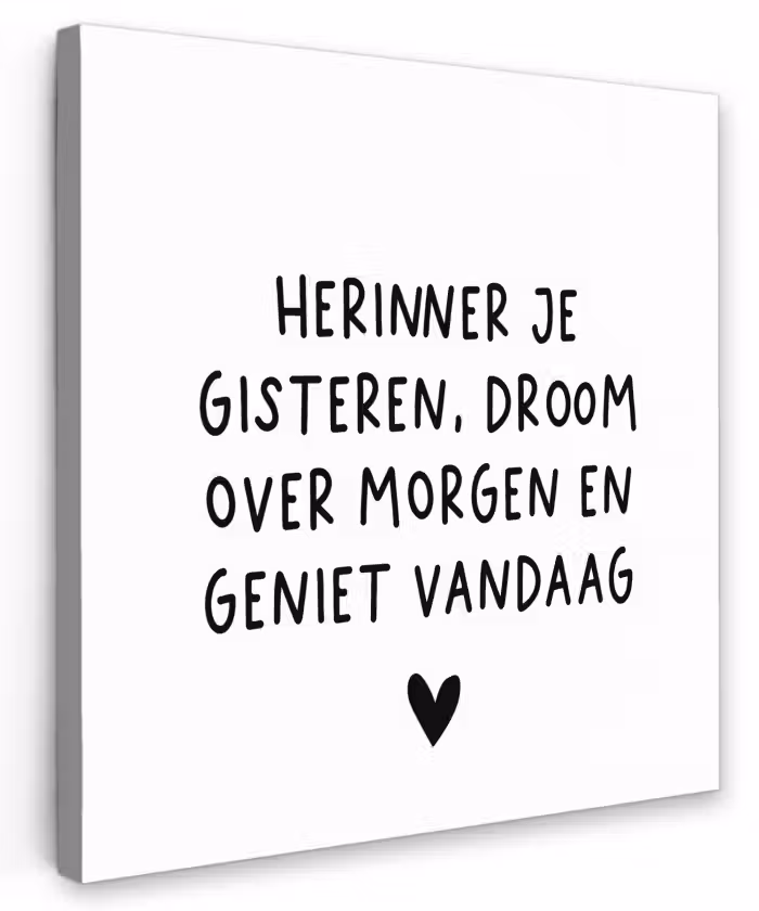 Spreuken - Herinner je gisteren droom over morgen en geniet vandaag - Quotes Tuinposter op houten frame 2 cm dik klein -3d