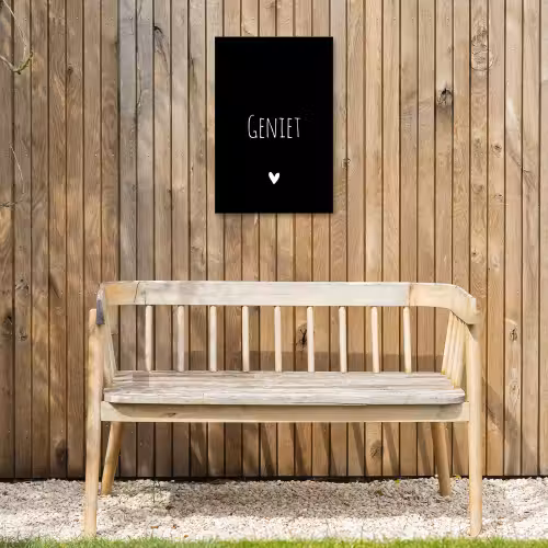Spreuken - Geniet - Quotes Tuinposter op houten frame 2 cm dik klein -sfeer4