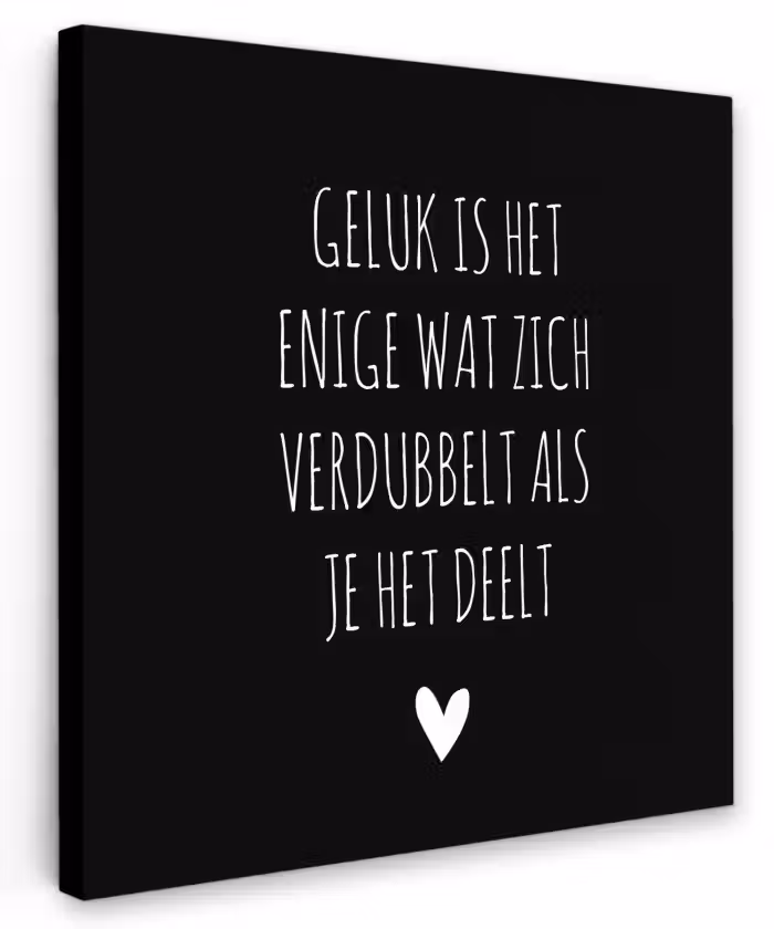 Spreuken - Geluk is het enige wat zich verdubbelt - Quotes Tuinposter op houten frame 2 cm dik klein -3d
