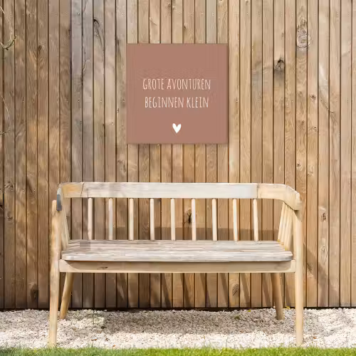 Spreuken - Grote avonturen beginnen klein - Quotes Tuinposter op houten frame 2 cm dik klein -sfeer4