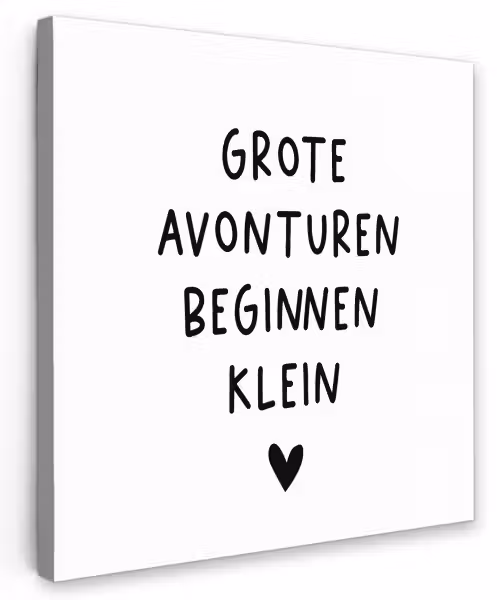 Spreuken - Grote avonturen beginnen klein - Quotes Tuinposter op houten frame 2 cm dik klein -3d