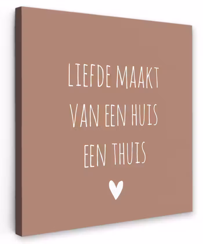 Spreuken - Liefde maakt van een huis een thuis - Quotes Tuinposter op houten frame 2 cm dik klein -3d