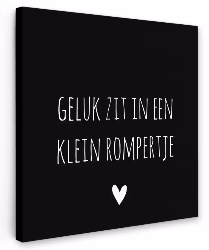 Spreuken - Quotes - Geluk zit in een klein rompertje Tuinposter op houten frame 2 cm dik klein -3d