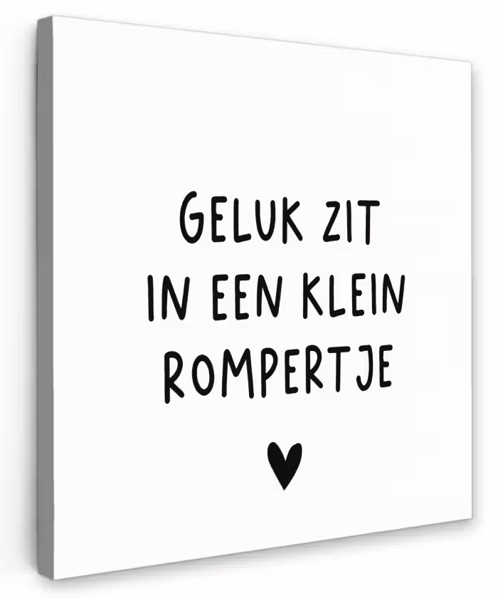 Spreuken - Quotes - Geluk zit in een klein rompertje Tuinposter op houten frame 2 cm dik klein -3d