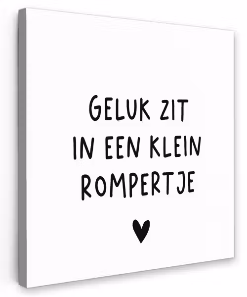 Spreuken - Quotes - Geluk zit in een klein rompertje Tuinposter op houten frame 2 cm dik klein -3d