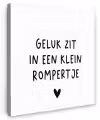 Spreuken - Quotes - Geluk zit in een klein rompertje Tuinposter op houten frame 2 cm dik klein -3d