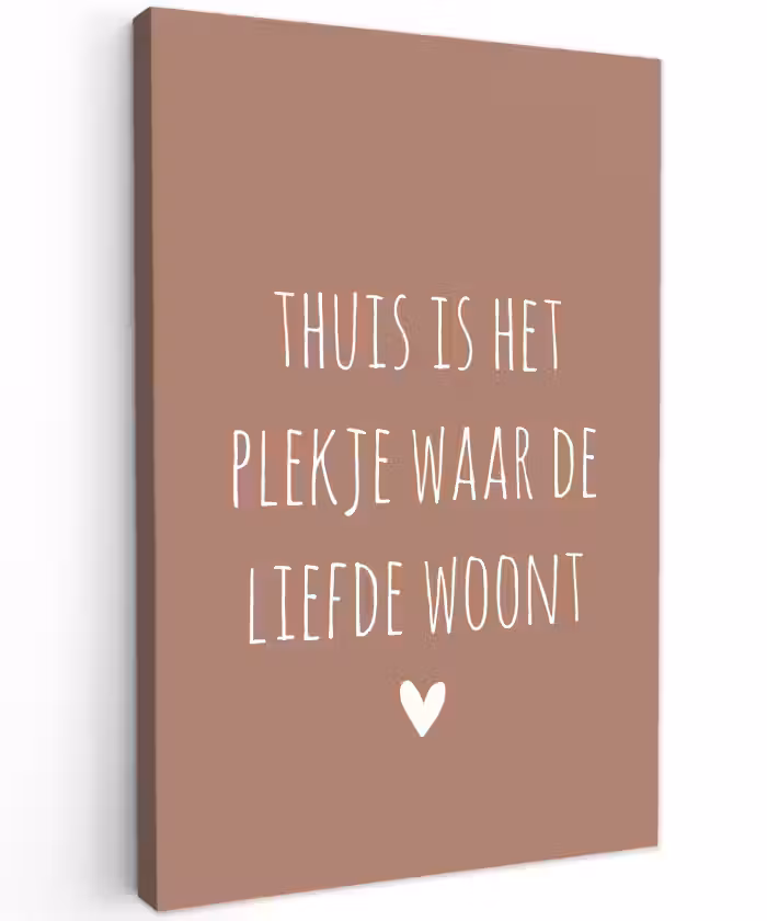 Spreuken - Thuis is het plekje waar de liefde woont - Quotes Tuinposter op houten frame 2 cm dik klein -3d