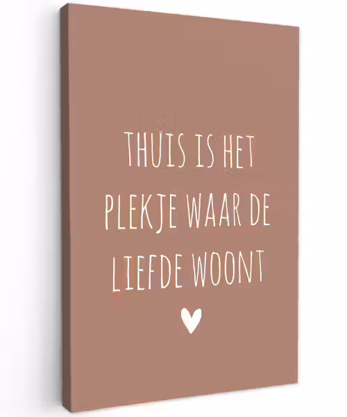 Spreuken - Thuis is het plekje waar de liefde woont - Quotes Tuinposter op houten frame 2 cm dik klein -3d