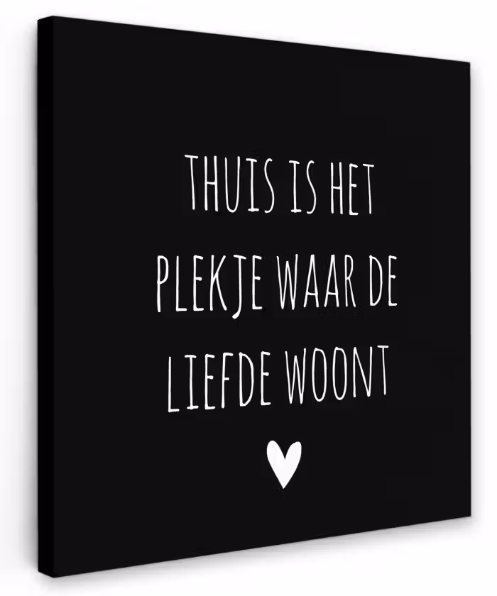 Spreuken - Thuis is het plekje waar de liefde woont - Quotes Tuinposter op houten frame 2 cm dik klein -3d